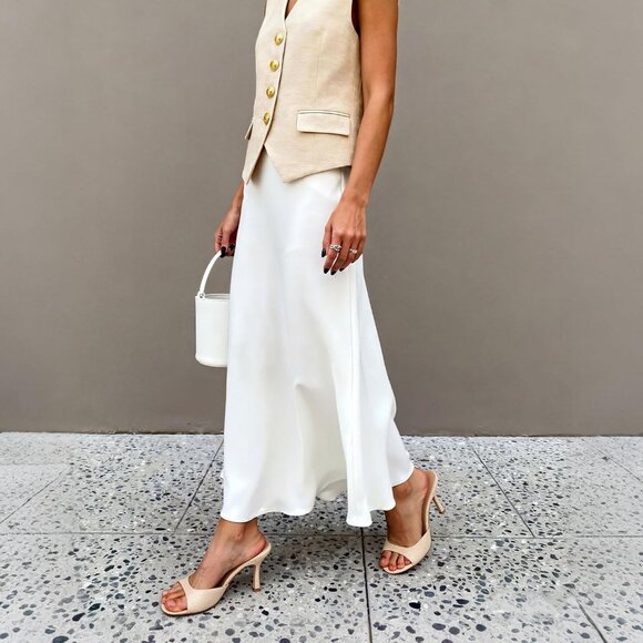 Women's Apricot Slip On Kitten Mule Slides Woven Heels Rubber Sandals Dress - Picture 2 of 6